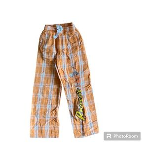 boxercraft Orange Plaid Kids Lounge Pants with Graphic